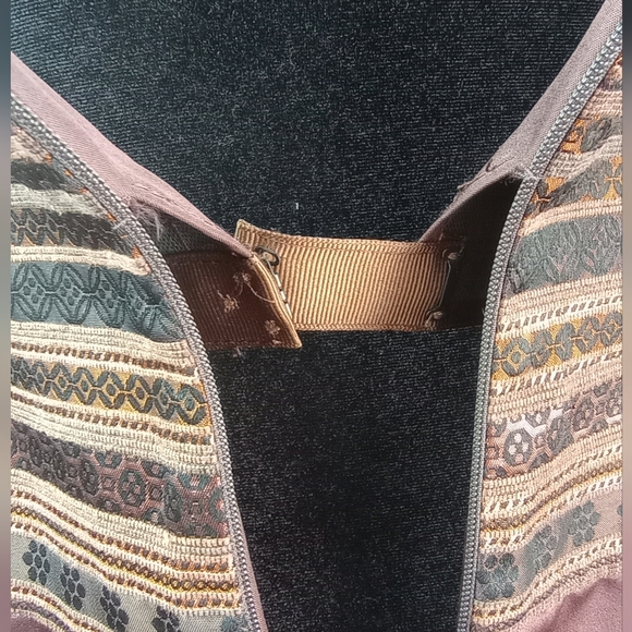 REDUCED! David's Bridal NWT Brown Strapless Sheath Brocade Bodice Copper Trim - Picture 9 of 16